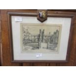 An oak framed and glazed ink drawing of 'St. Bees The Foundation Quadrant' signed in pencil Harry