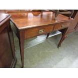 A late Victorian mahogany hall table with two drawer on square tapering supports