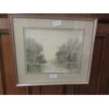 A framed and glazed possible watercolour of river scene signed bottom right Wilmoth