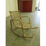 A child's bamboo rocking chair