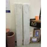 Two pieces of white marble purportedly from a butcher's shop