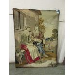 An unframed tapestry of courting couple