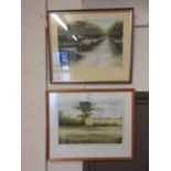 Two framed and glazed watercolours of countryside scenes