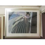 A framed and glazed limited edition print 292/300 of a lady, signed Lena