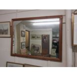 A modern pine framed rectangular mirror