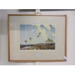 A framed and glazed print titled 'Flight From The Sea' signed Winston Migoran with blind stamp