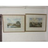 Two framed and glazed prints signed James Priddy with blind stamp to include 'Grassmoore From