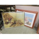 A pair of framed and glazed continental prints along with a tiger print after Leonard Pearman