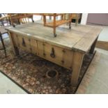 A substantial oak coffee table with drawers to sidesDimensions: H: (Whole table) 49 cm (Internal