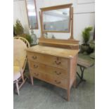 An early 20th century pine dressing chest with a mirror over three long drawersDimensions: H, (