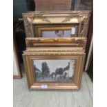 Five ornate gilt framed oleographs to include Monet etc.