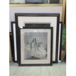 A framed and glazed pencil drawing of sailing vessel signed bottom left along with two monochrome