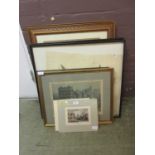 A quantity of framed and glazed and unframed prints, Tibetan artworks, frames etc.