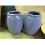 Two blue glazed garden urns
