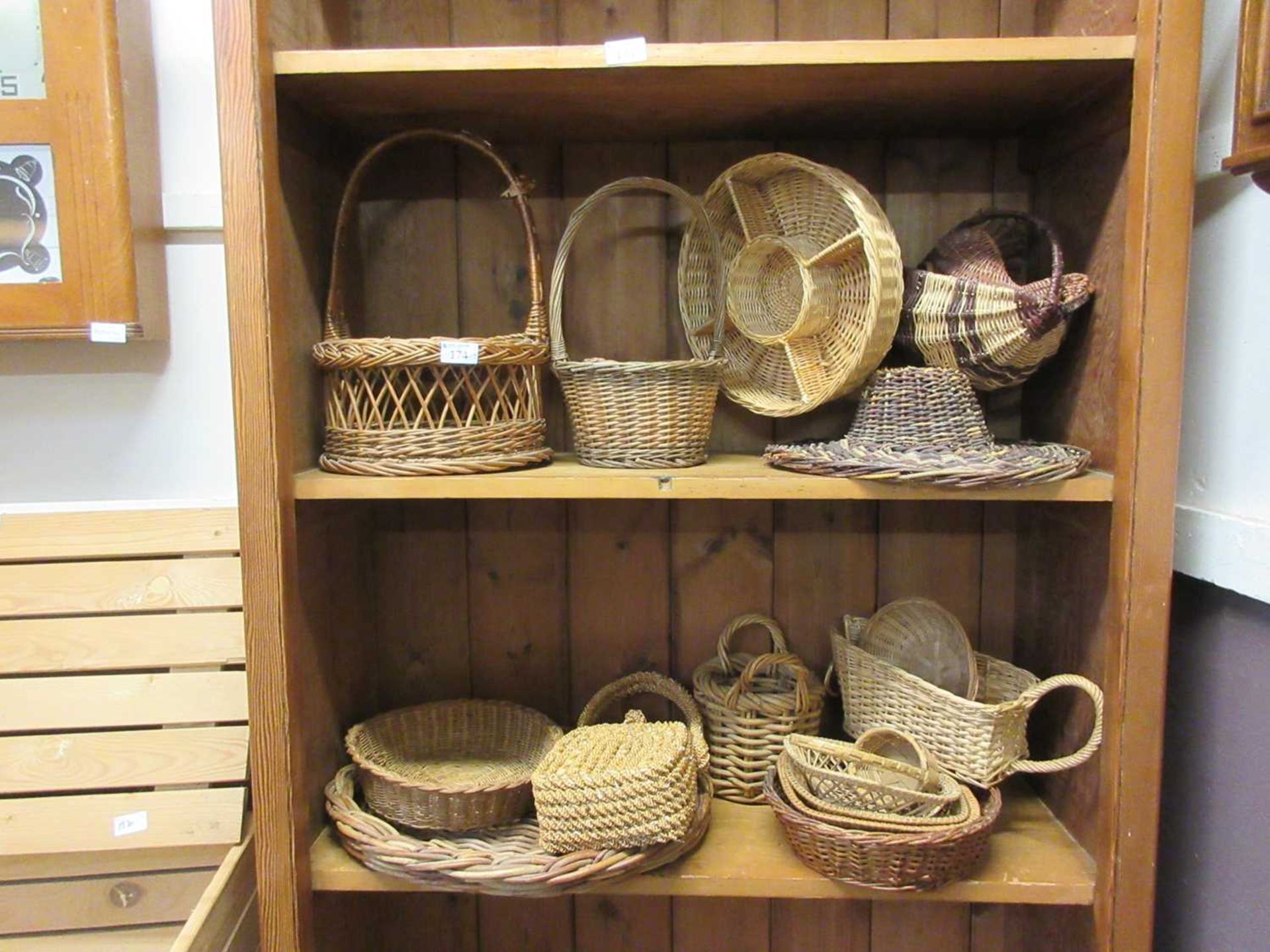 A large selection of wicker baskets