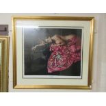 A framed and glazed limited edition 76/295 print of nude lady signed Douglas Hoffman with COA