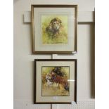 Two framed and glazed David Shepherd prints of a tiger and a lion