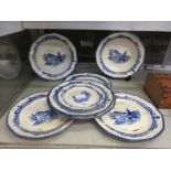 A collection of Royal Doulton blue and white 'Norfolk' plates with windmill design