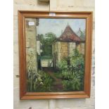 A framed oil on canvas of cottage scene signed S.Lucas