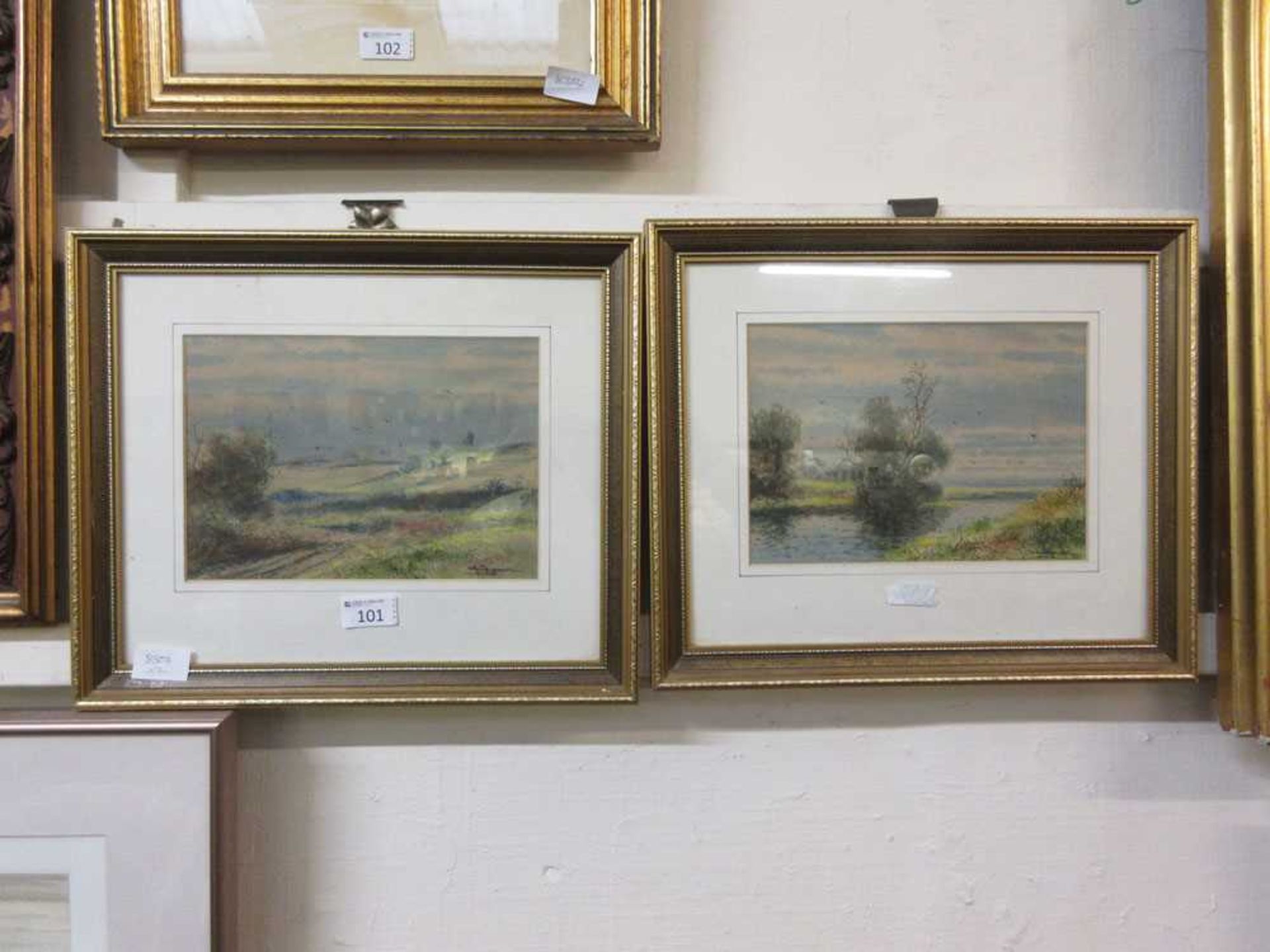 Two framed and glazed watercolours of countryside scenes signed Hulk Jr`