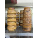 Four West German brown glazed vases, one having Scheurich label