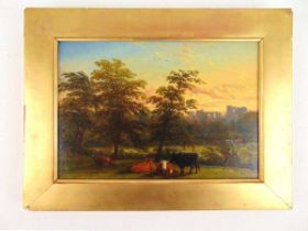 Thomas Baker (British, Leamington Spa, 1809-1864) cattle before Kenilworth castle signed and dated