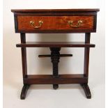 A 19th century mahogany and oak press table, the top over single drawer and book press on slab end