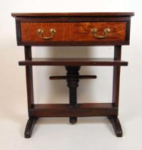 A 19th century mahogany and oak press table, the top over single drawer and book press on slab end