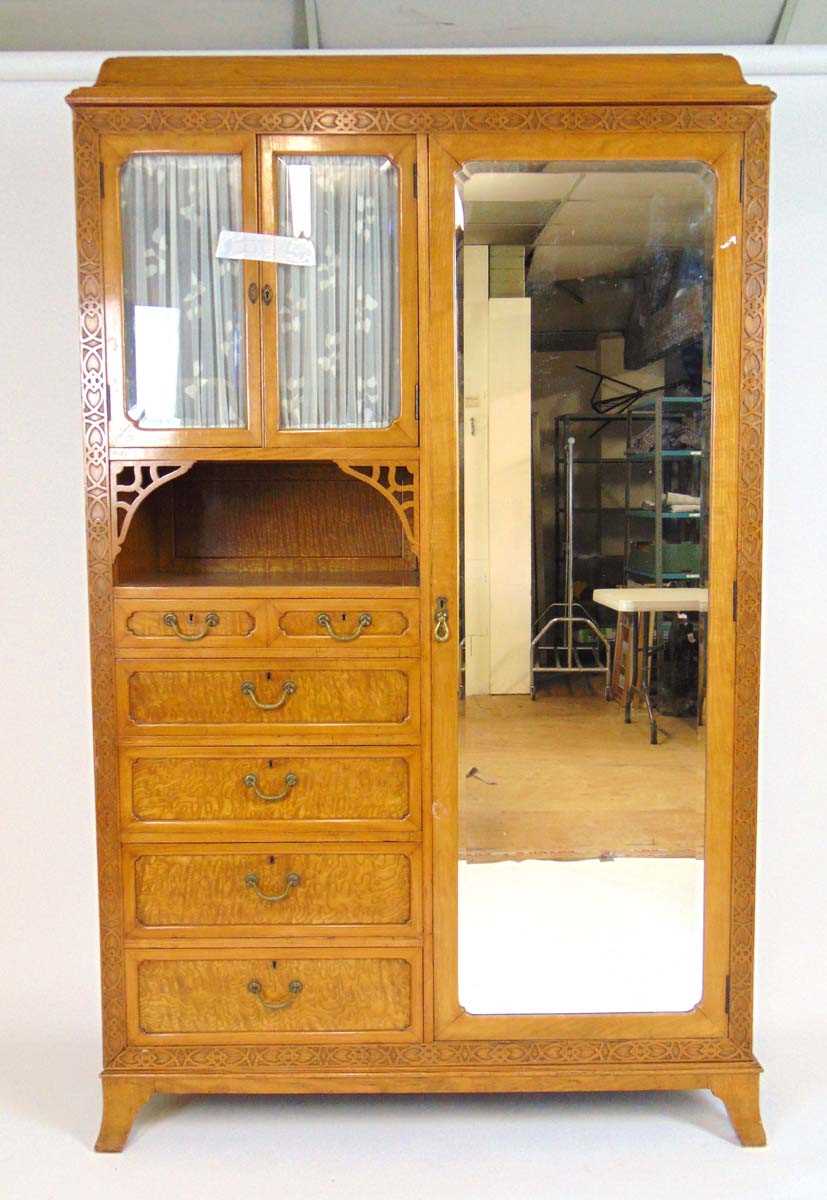An early 20th century Hungarian/curly ash bedroom suite by Waring and Gillow (Paris) Ltd. comprising - Image 4 of 18