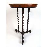 A 19th century rosewood occasional table, the circular top on three barley twist legs on a turned