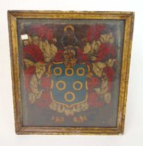 An oil on canvas of a coat of arms, possibly the Musgrave family of Edenhall. 35 cm x 39 cm