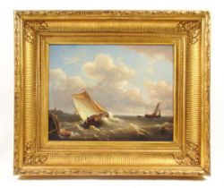 Anthonie Waldorp (Dutch 1803-1866) sailing vessel in choppy sea signed oil on board 49 cm x 38 cm