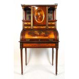 A 19h century mahogany and brass mounted Verni Martin style Bureau de Dame, the superstructure