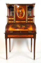 A 19h century mahogany and brass mounted Verni Martin style Bureau de Dame, the superstructure