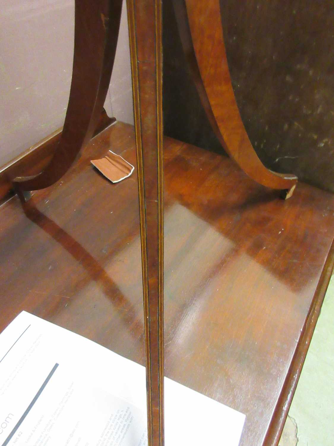 An early 20th century satinwood and marquetry music stand, the lyre slope on adjustable column and - Image 19 of 22