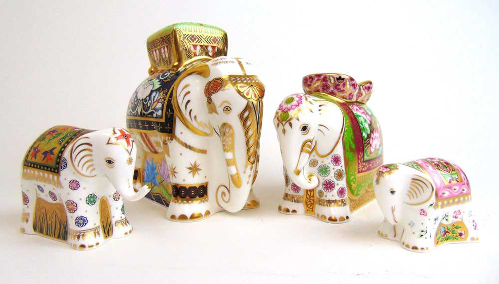 A limited edition set of four Royal Crown Derby elephants, designed by Tien Manh Dinh, including Raj - Image 2 of 2