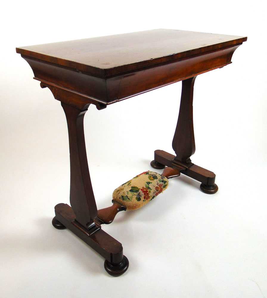 A 19th century mahogany side table, the top over single frieze drawer and slab end supports on squat - Image 2 of 3