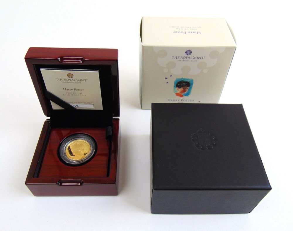 A 2022 Royal Mint Harry Potter and the Philosopher's Stone 1/4oz 999.9 gold proof coin