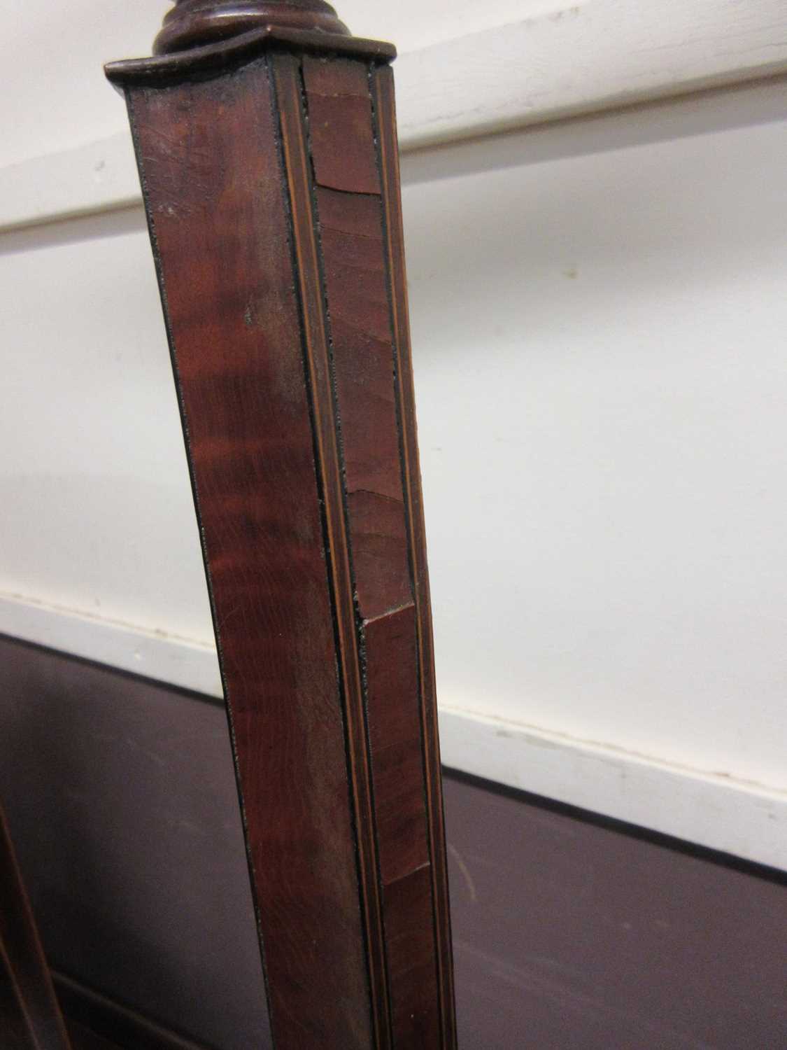 An early 20th century satinwood and marquetry music stand, the lyre slope on adjustable column and - Image 15 of 22