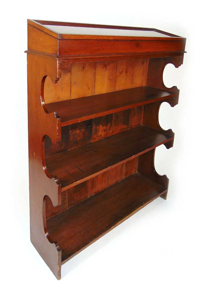 An early 20th century walnut open bookcase with display case to top, the case with glazed top over - Image 2 of 3