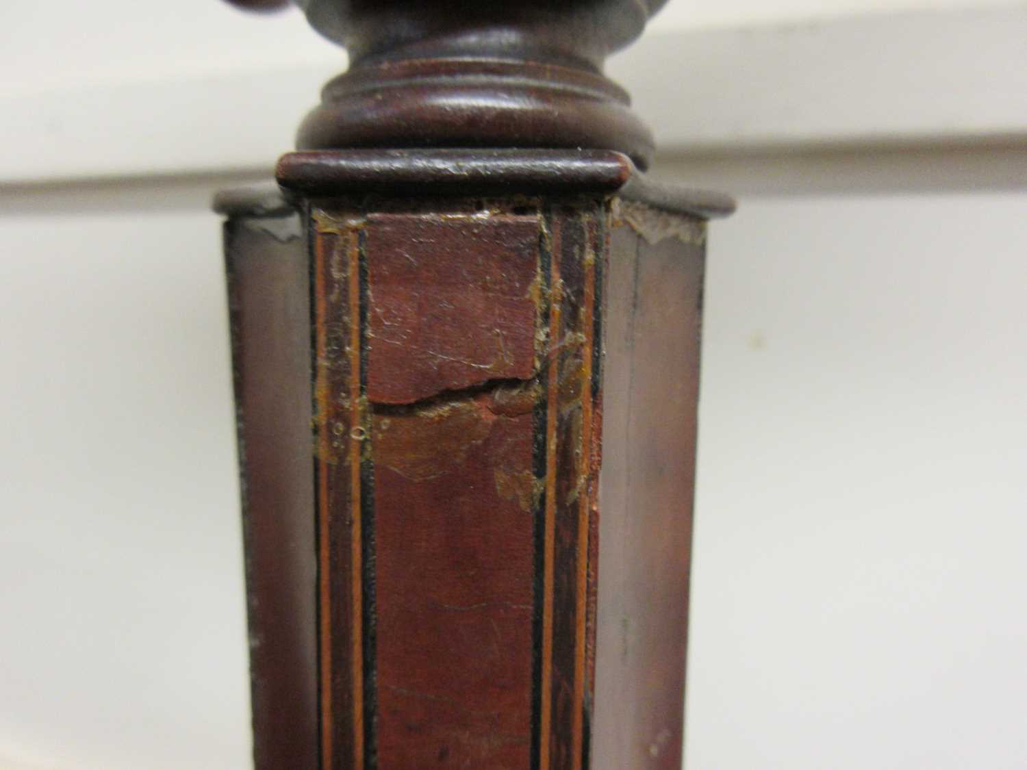 An early 20th century satinwood and marquetry music stand, the lyre slope on adjustable column and - Image 12 of 22