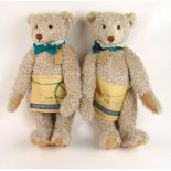 Steiff two white teddy bears height 65cm limited edition replica of 1908 bear. No. 4765 and 3587