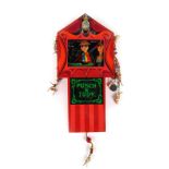 A 20th century automaton modelled as 'The Punch and Judy Show', unsigned, pull on the beaded