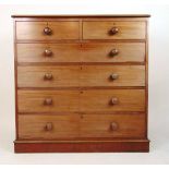 An early 19th century mahogany chest of two short over four long drawers on plinth base, h. 122