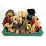 Merrythought golden teddy bear 25cm, Bearwood teddy bear grey/brown 30cm, Artist bear Henry mohair