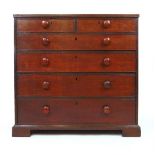 An 18th century oak chest of two short over four long graduated drawers, h. 98 cm, w. 103 cm, d.