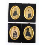 18th century English schoolA set of four silhouettes, possibly a family grouppen and