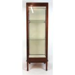 An early 20th century mahogany display cabinet, the single glazed door with two locking handles