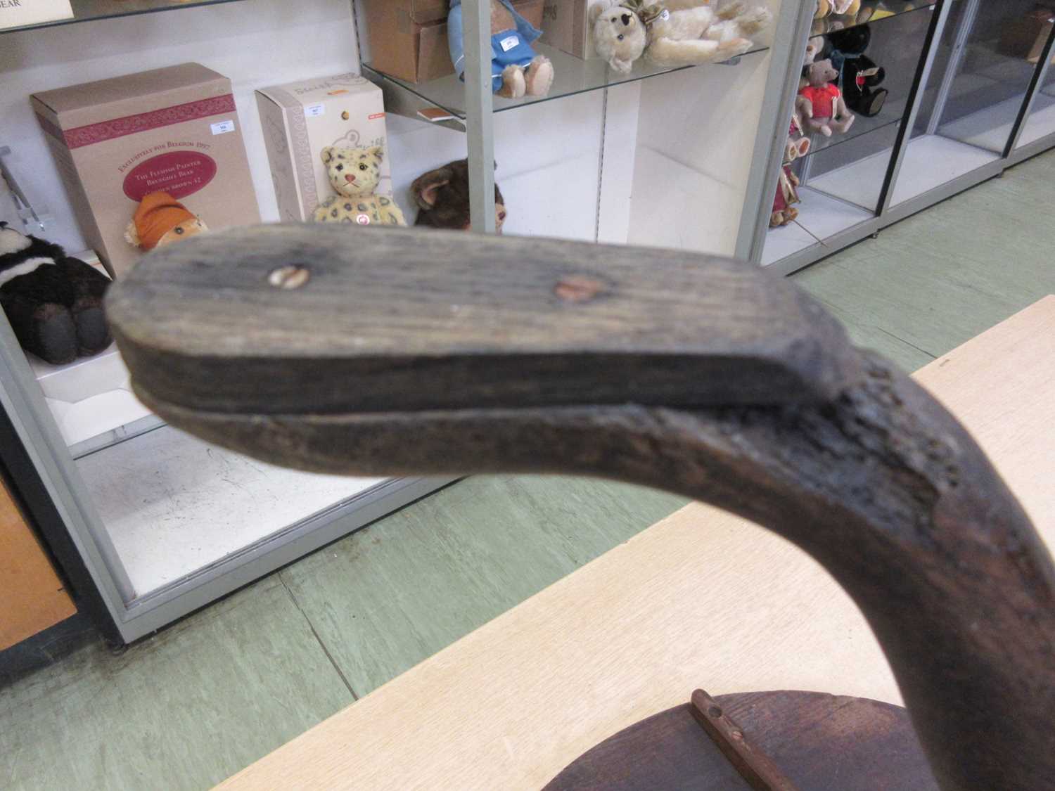 An 18th century oak tilt top tripod table, the circular top on a turned column on three splay - Image 9 of 11