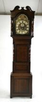 A 19th century longcase clock, the oak case with mahogany crossbanding, the eight day movement